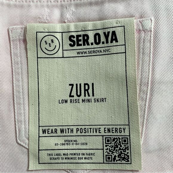 NWT SER.O.YA Zuri Denim Skirt in Bleach Pink Size 26 - Picture 8 of 13
